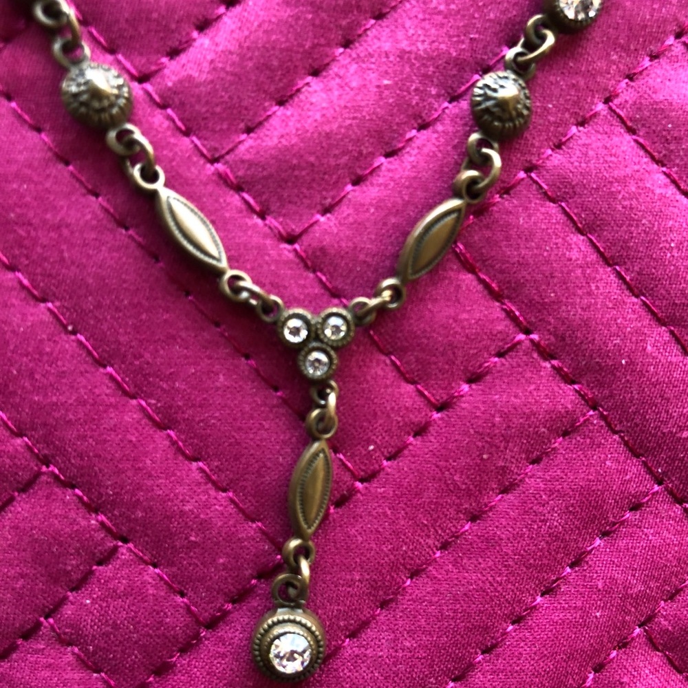 Vintage SORRELLI  - Antique Gold/Bronze-Tone and Crystal Necklace